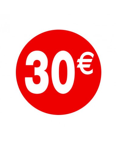 etiquetas-adhesivas-pegatinas-30€-rojo-blanco-redonda-medida-3,5-cm.-rollo 500uds